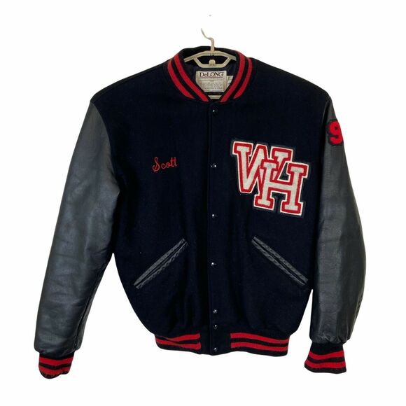 Letterman Varsity Jacket Vintage 1998 Delong Men's Black Long Sleeve size Large
